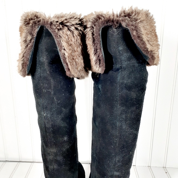 Sam Edelman Orlando Suede Knee High Faux Fur Boots H771 - Picture 8 of 13